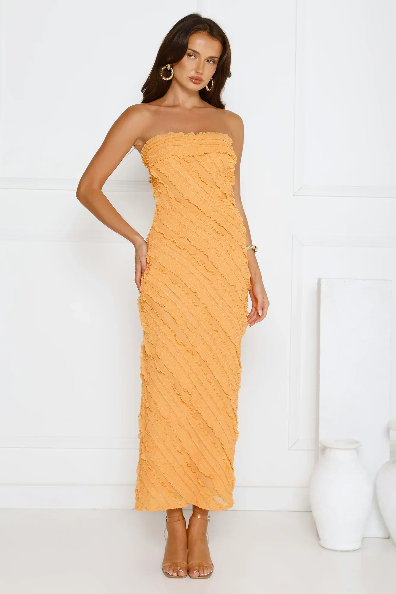Daydream Delight Strapless Maxi Dress Orange