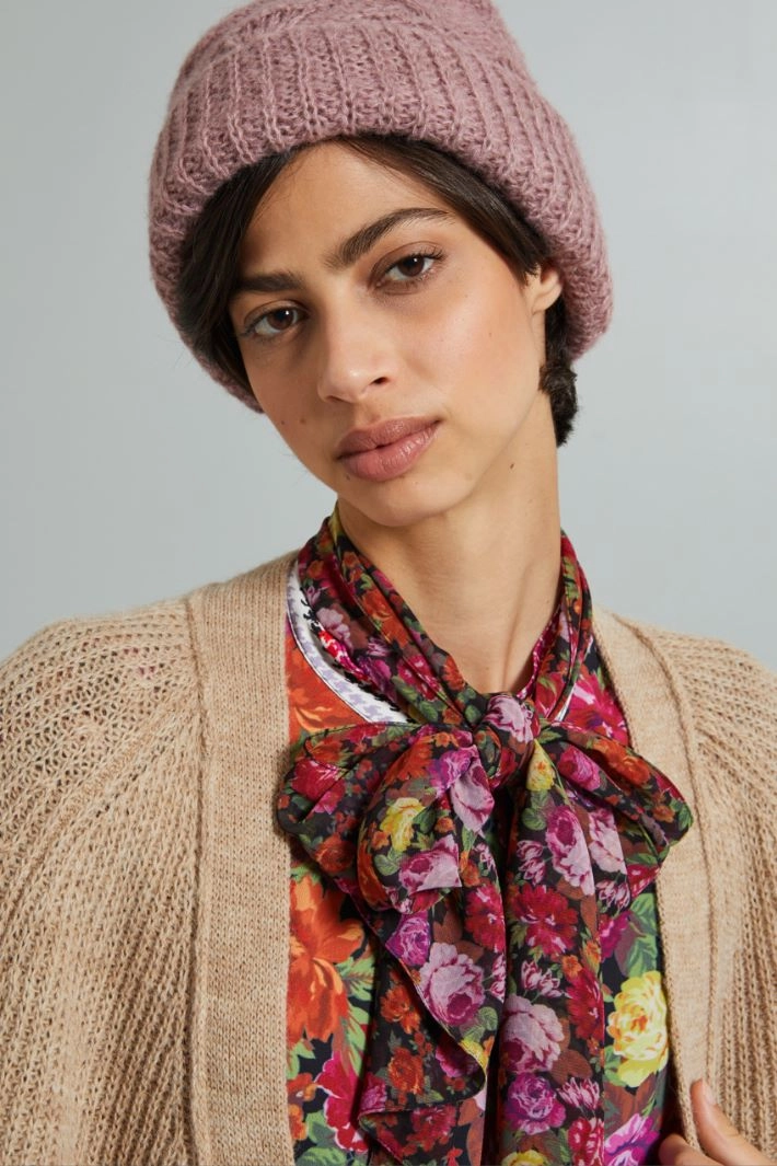 Turn-up beanie hat - POWDER PINK