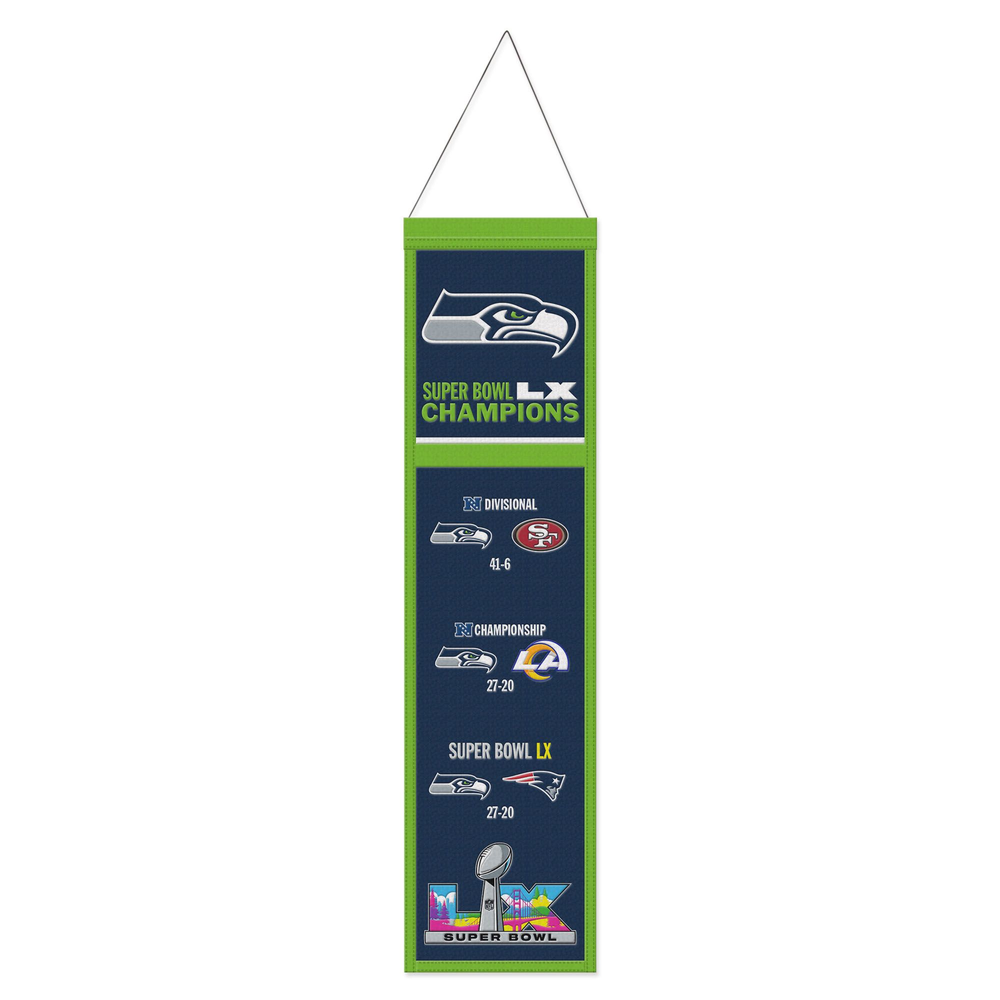 Seattle Seahawks Super Bowl LX Champions NFL Wool Banner