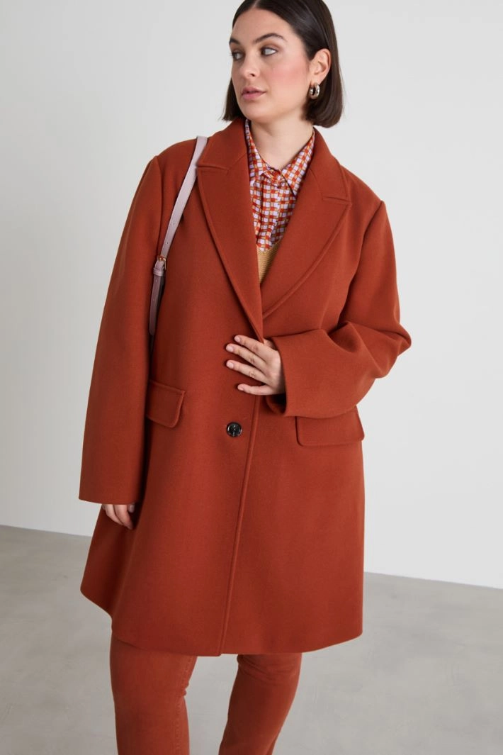 Stretch jersey coat - BRICK