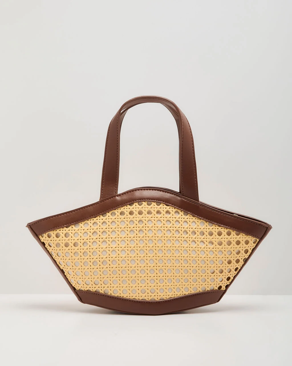 Dayvin Woven Vegan Leather Trim Shoulder Bag