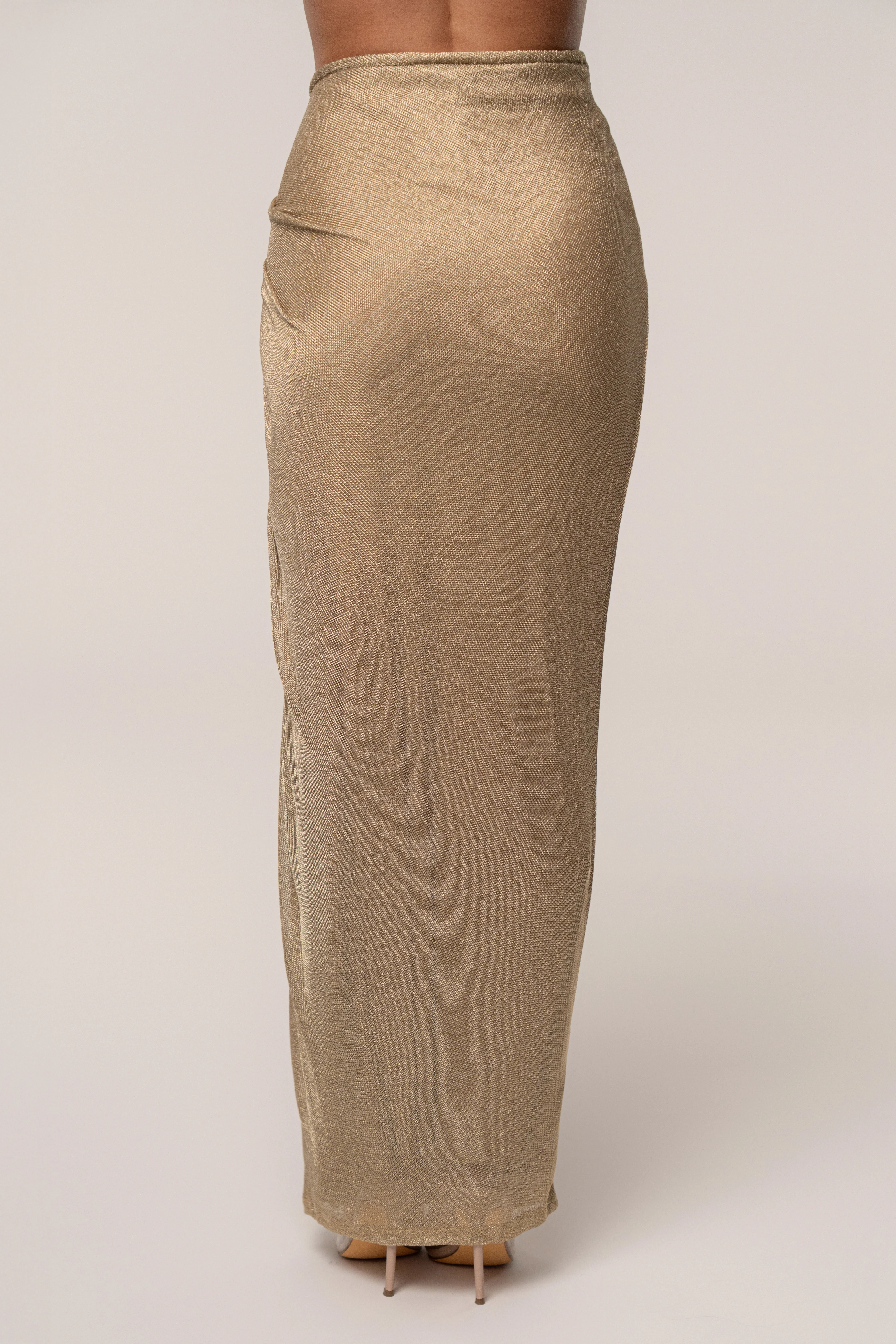 Gold Noelia Metallic Slit Skirt