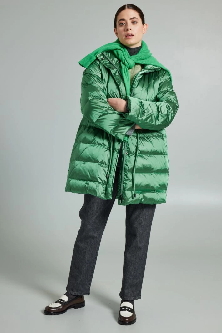 Drawstring down jacket - GREEN