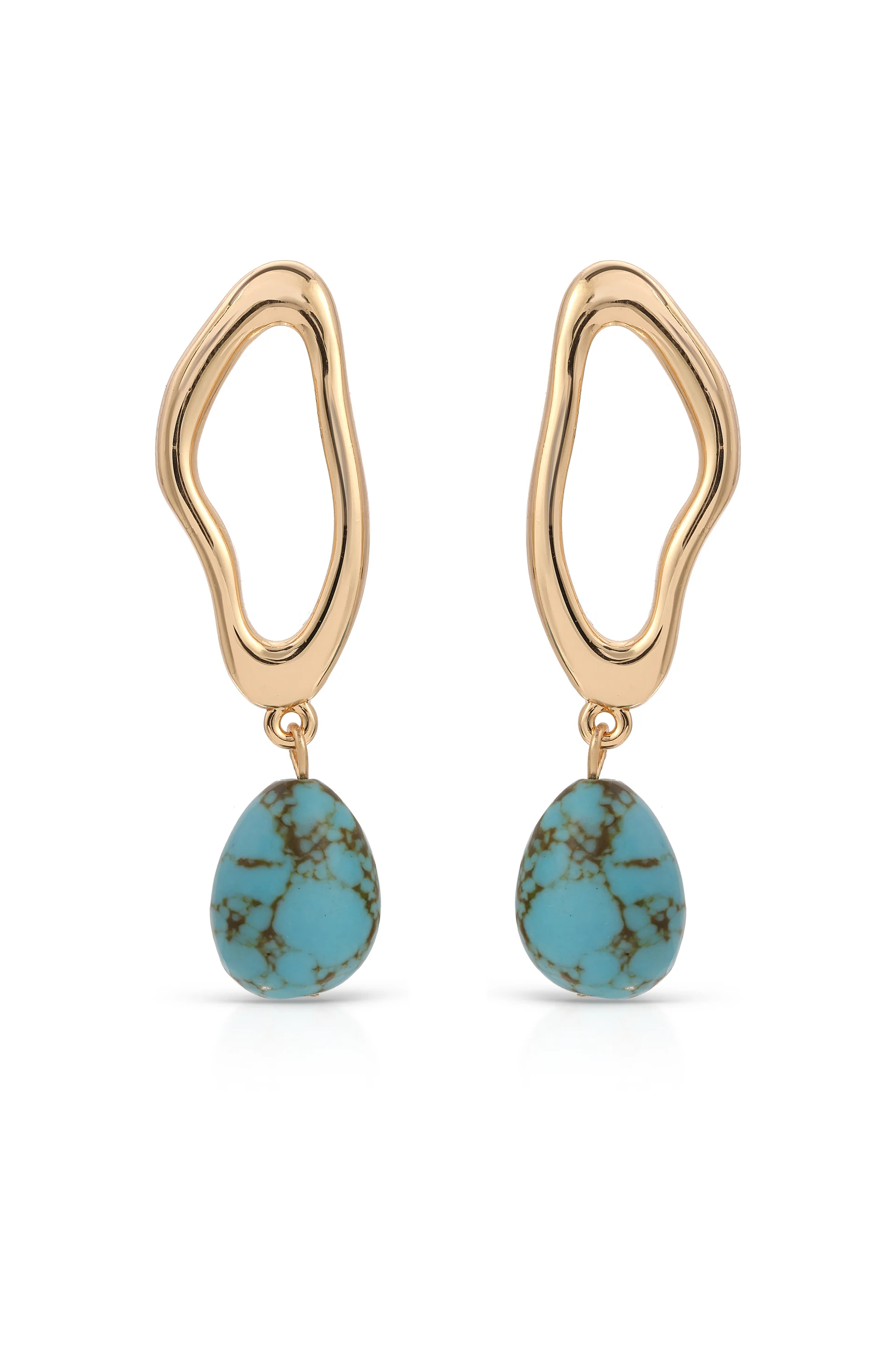 Open Circle Turquoise Dangle Earrings