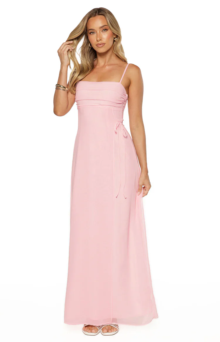 Flossie Pink Sleeveless Prom Dress