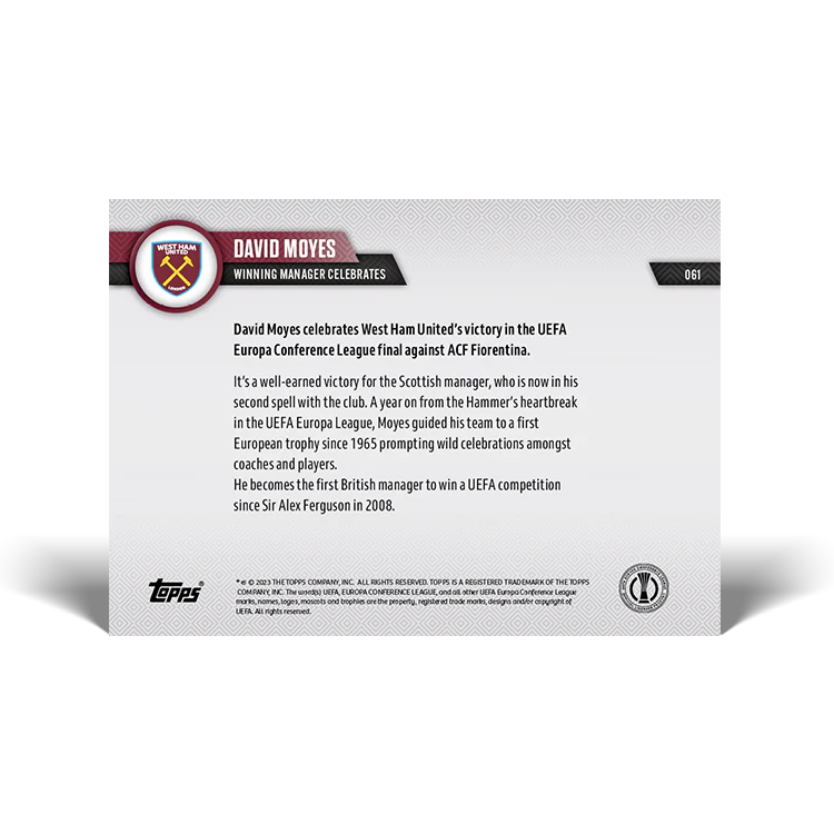 Topps UK - Winning manager celebrates - ECL TOPPS NOW® Card #61