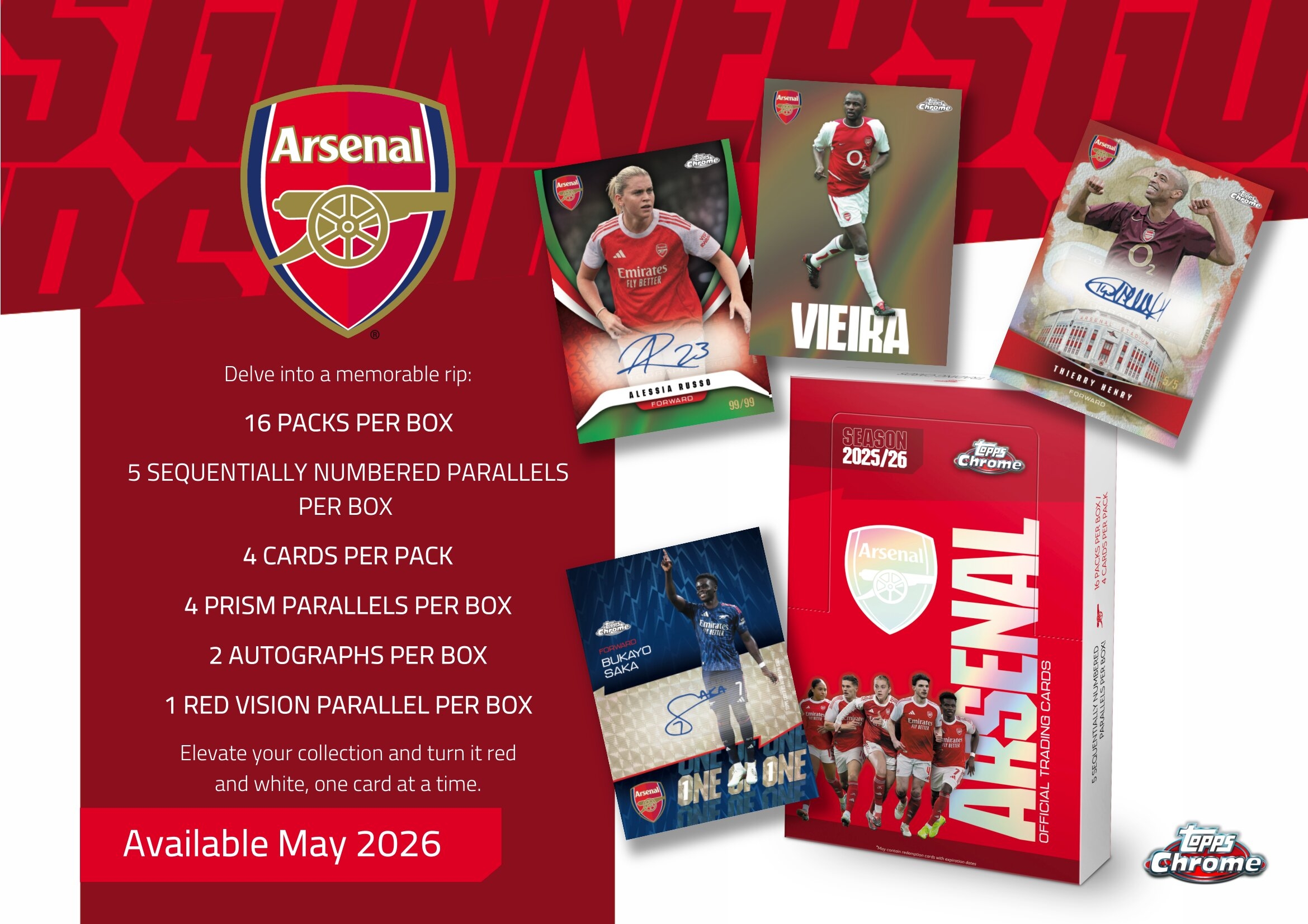 2025/26 Topps Chrome Arsenal London Hobby Box