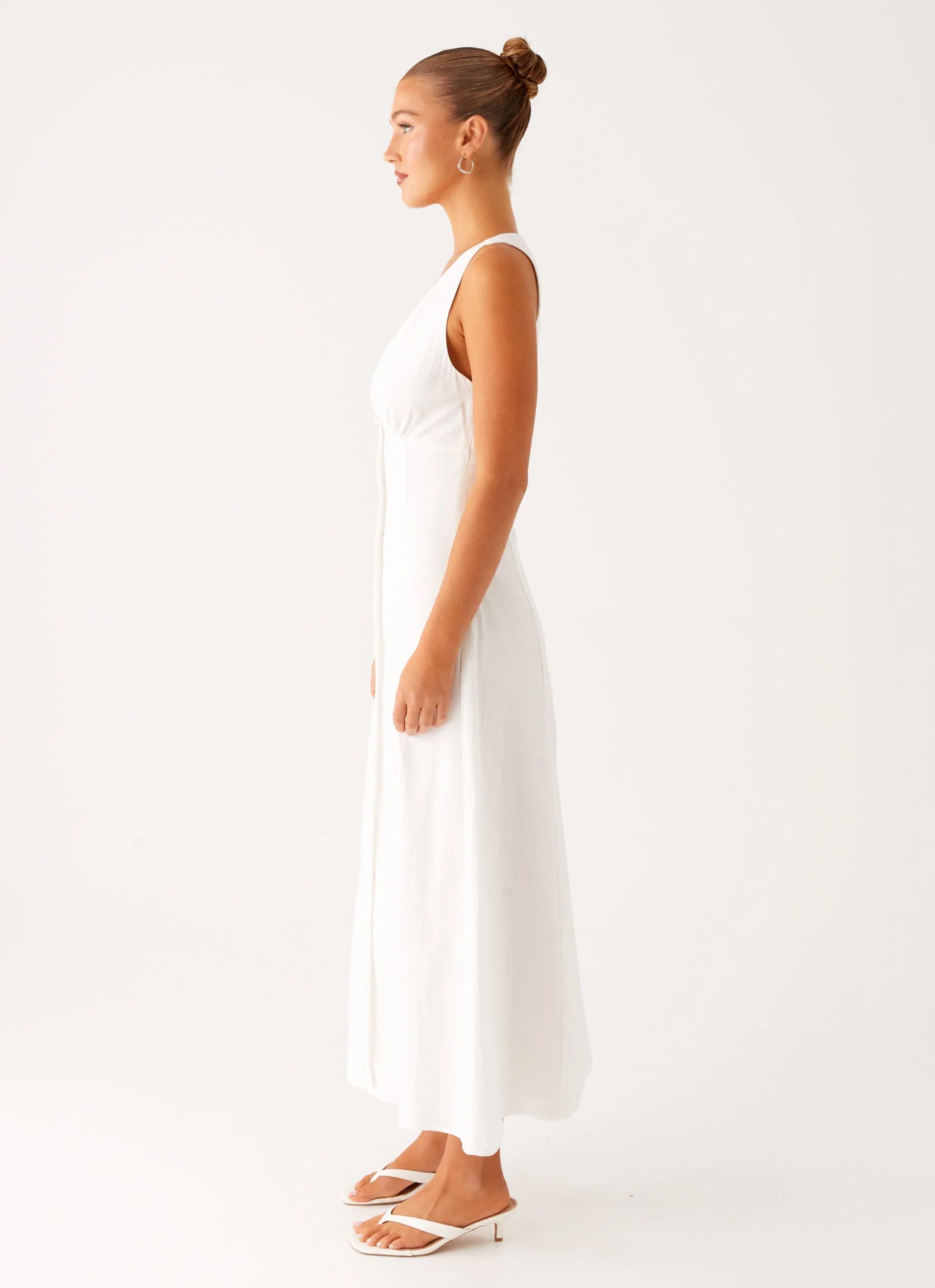 Tamsin Linen Maxi Dress - White