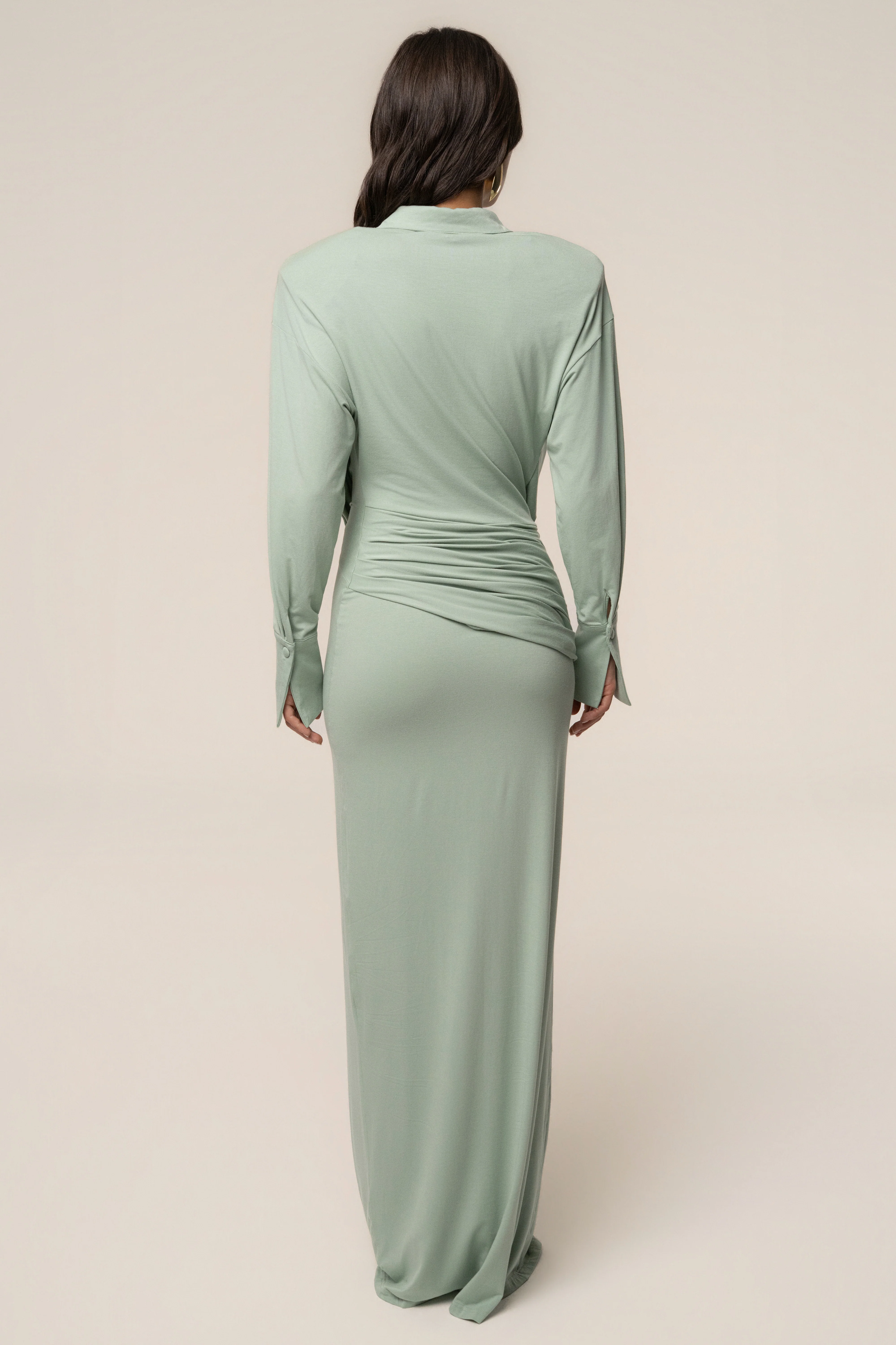 Mint Poise Draped Maxi Dress
