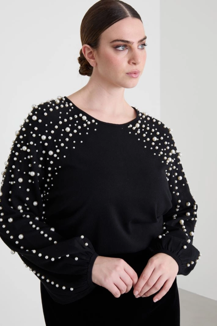 Beaded sweater - BLACK