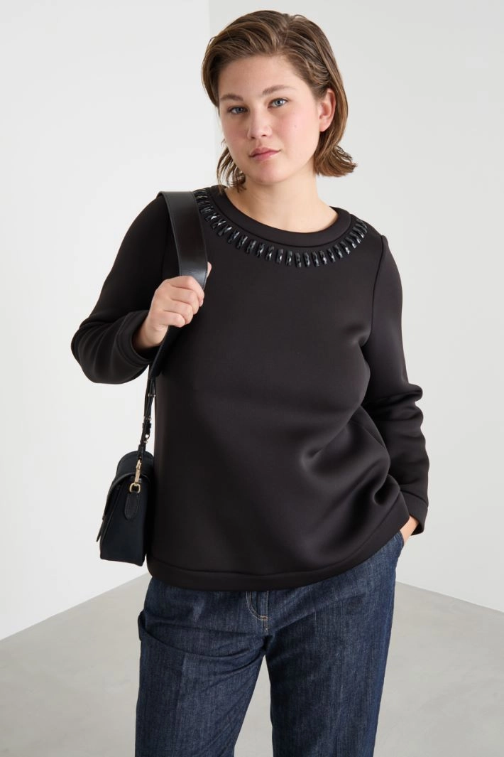 Rhinestone sweatshirt - BLACK