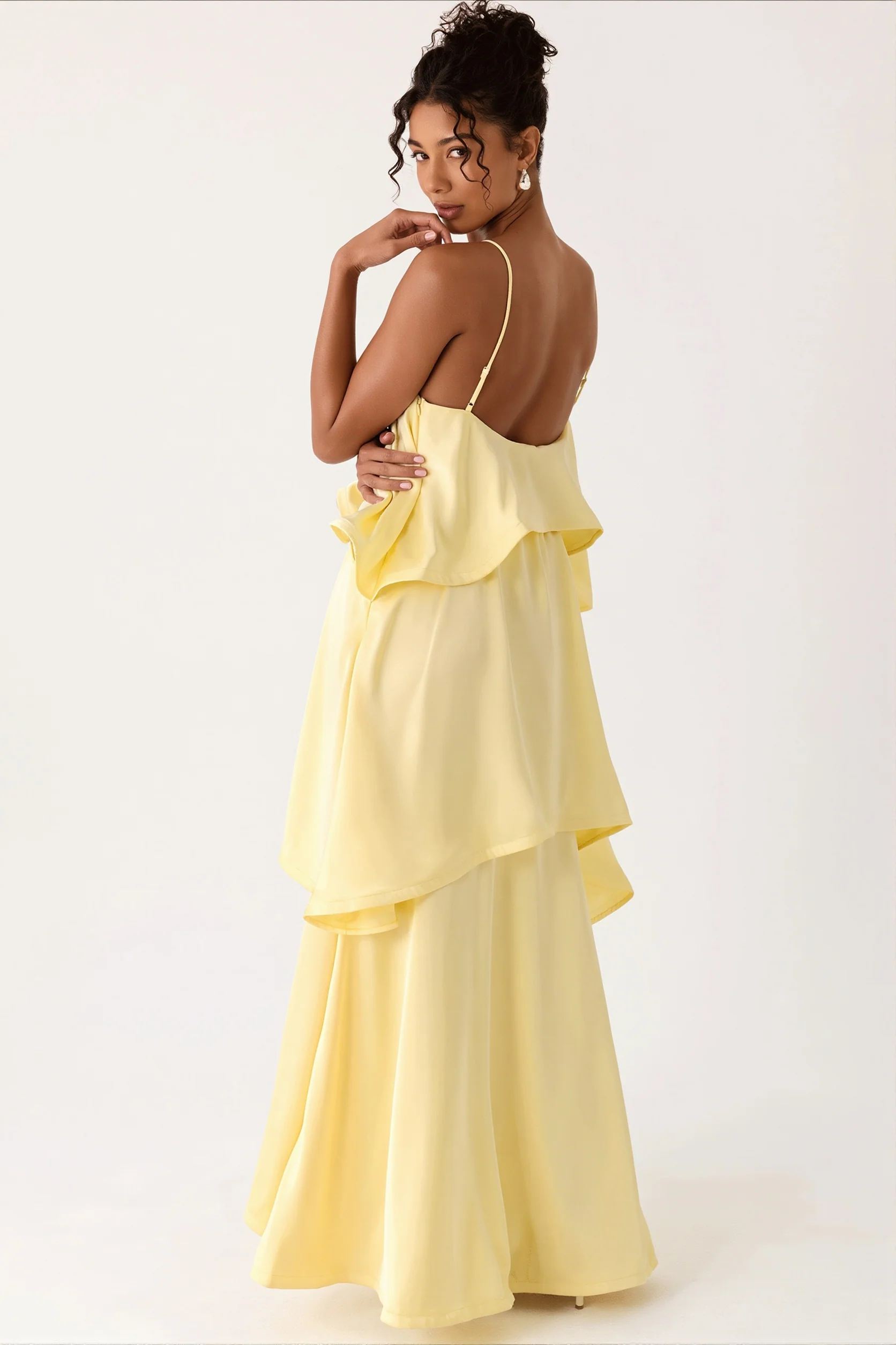 Solid Ruffle Tiered Loose Maxi Dress