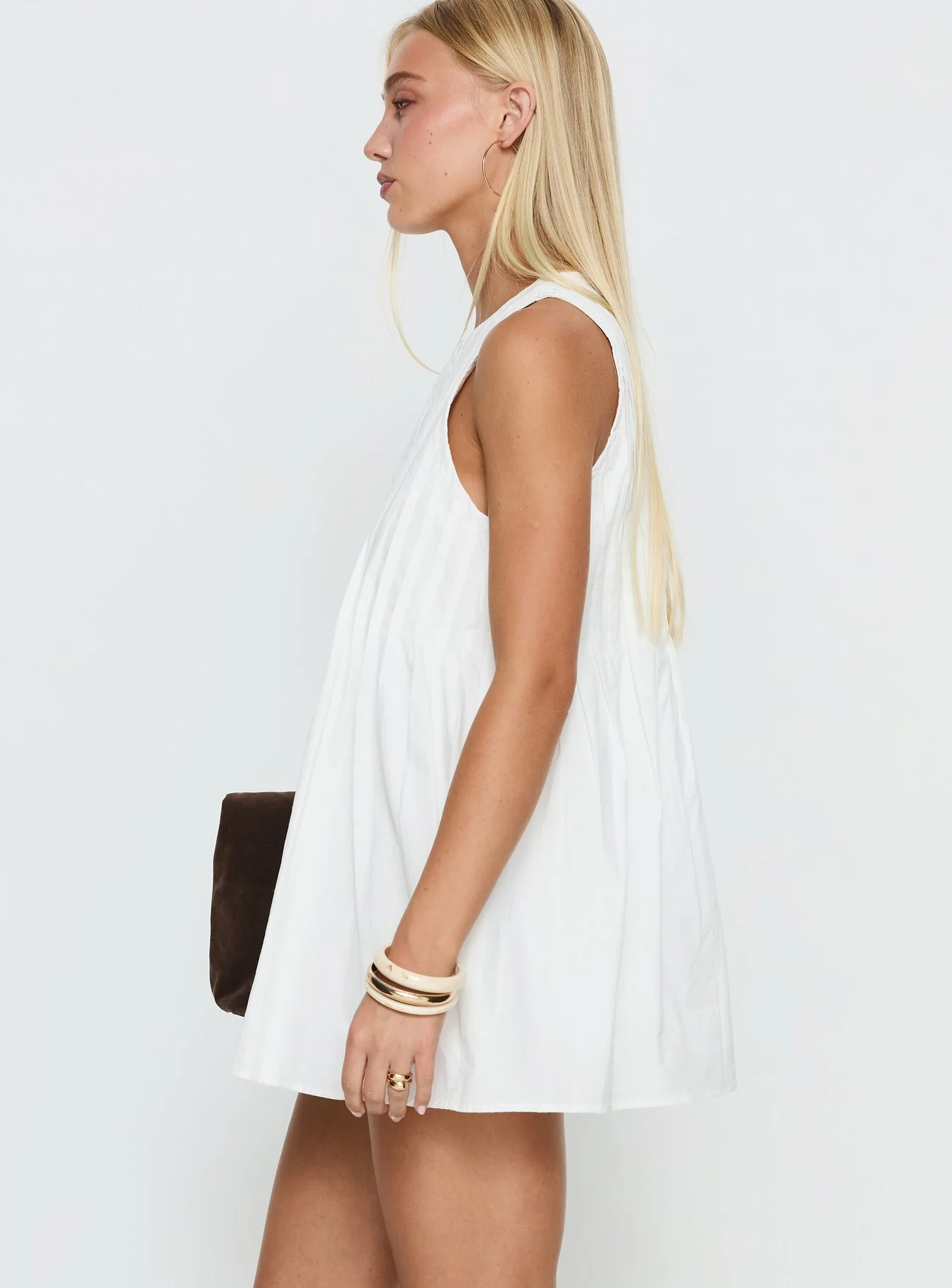 Dreamboat Pleated Mini Dress White