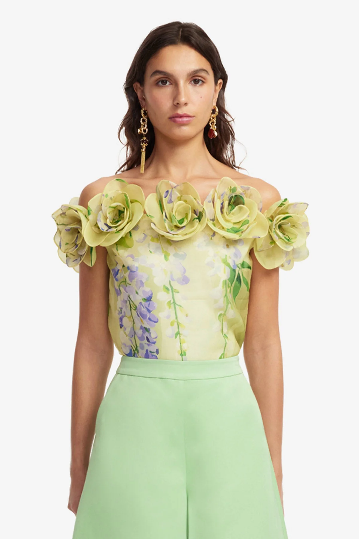 McKayla Off-Shoulder Top - Wisteria Print