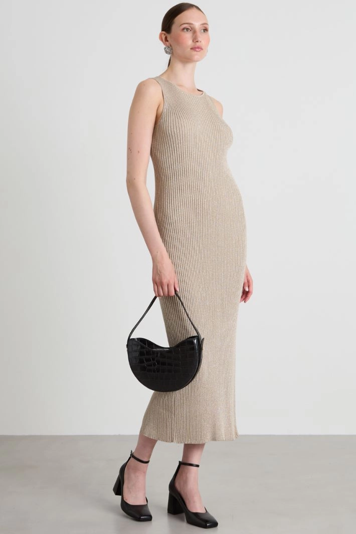 Lamé knit dress - SAND