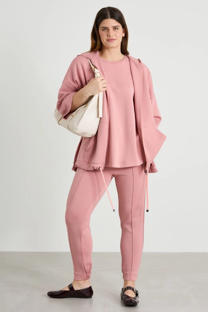 Jersey and satin T-shirt - ANTIQUE PINK