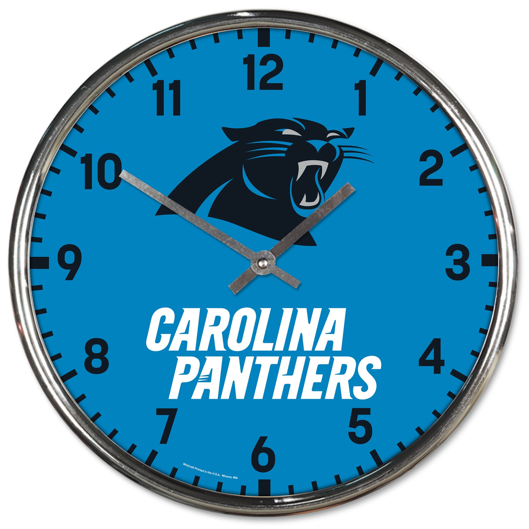 Carolina Panthers Chrome NFL Team Design Wall Clock