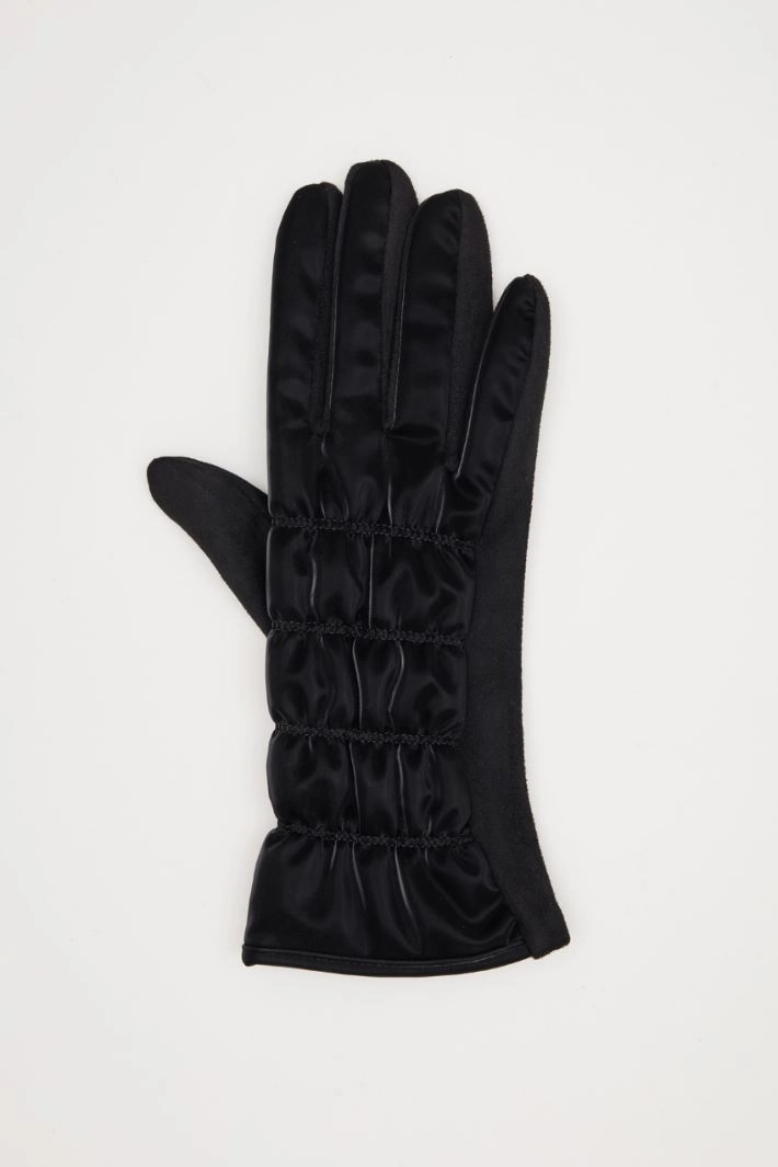Waxed effect gloves - BLACK
