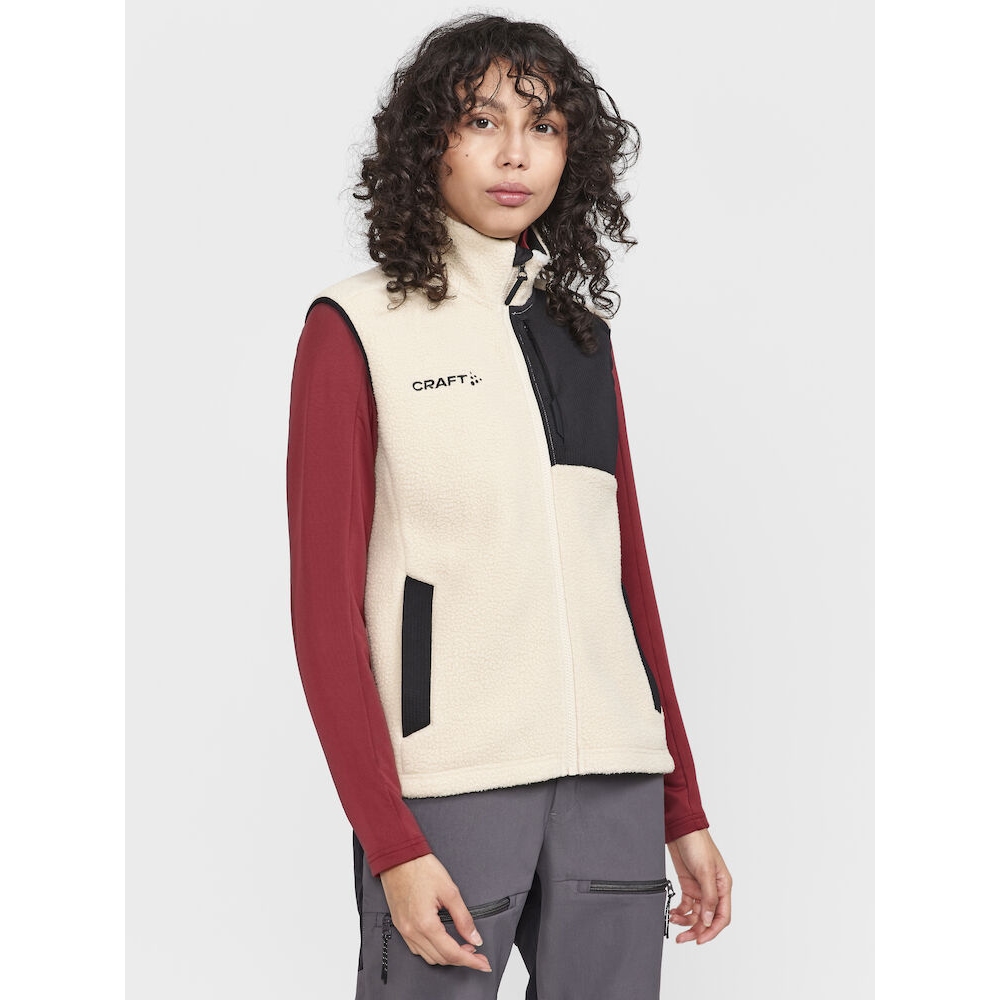 CRAFT ADV Explore Pile Fleece Vest Women - Ecru-Black