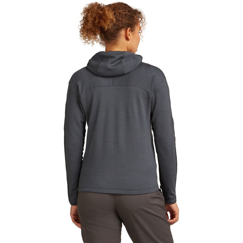 Icebreaker Merino 360 RealFleece™ Elemental Long Sleeve Zip Hood Women - Obsidian