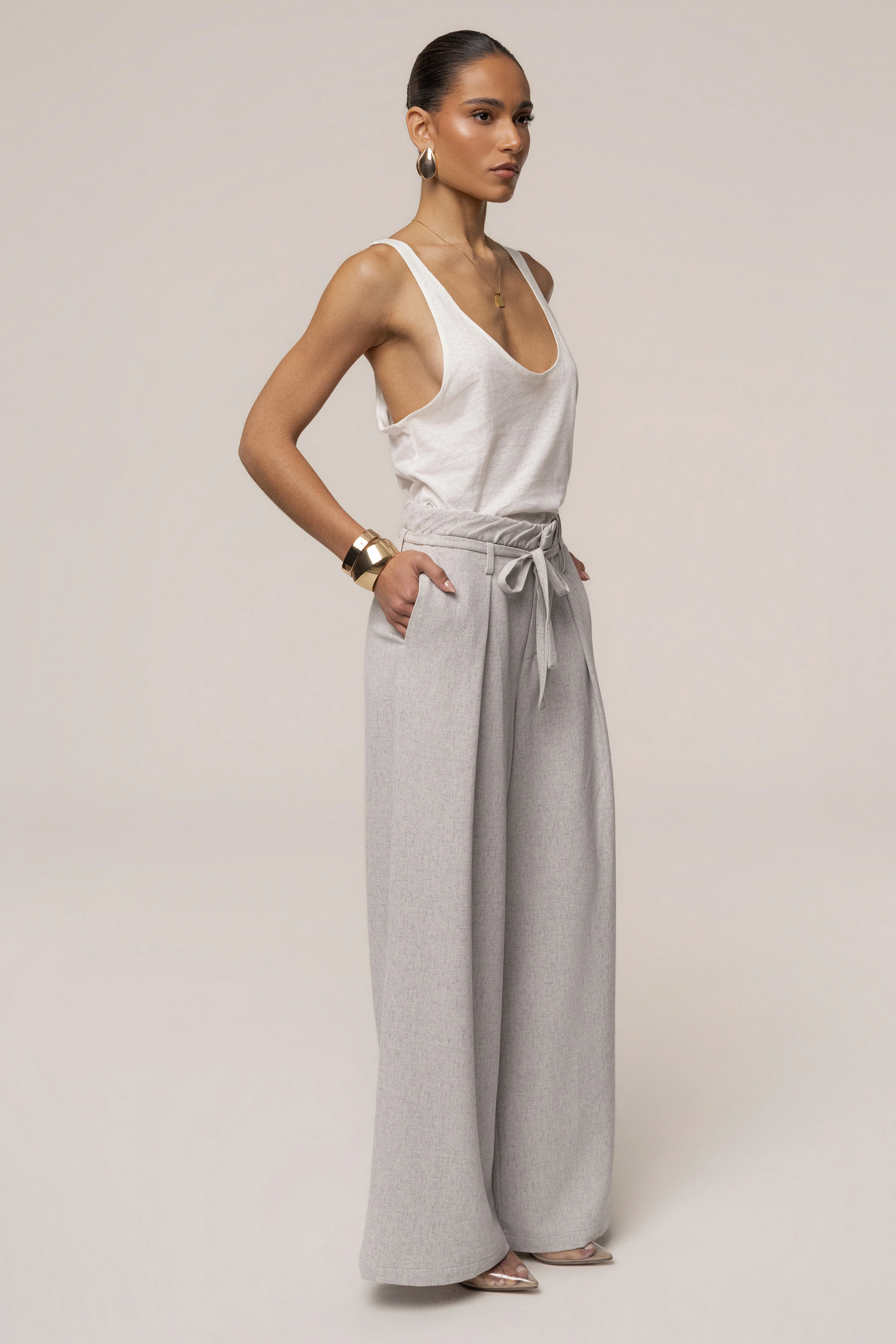 Heather Grey Refined Ease Wide Leg Pants