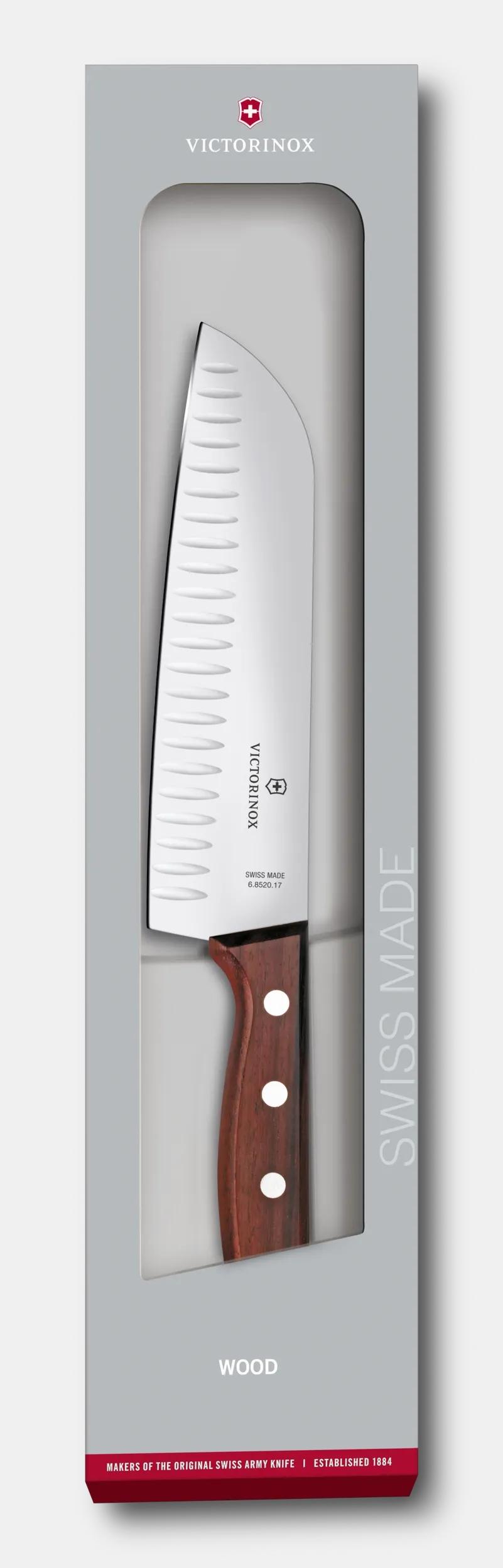 Wood Santoku Knife, 17 cm