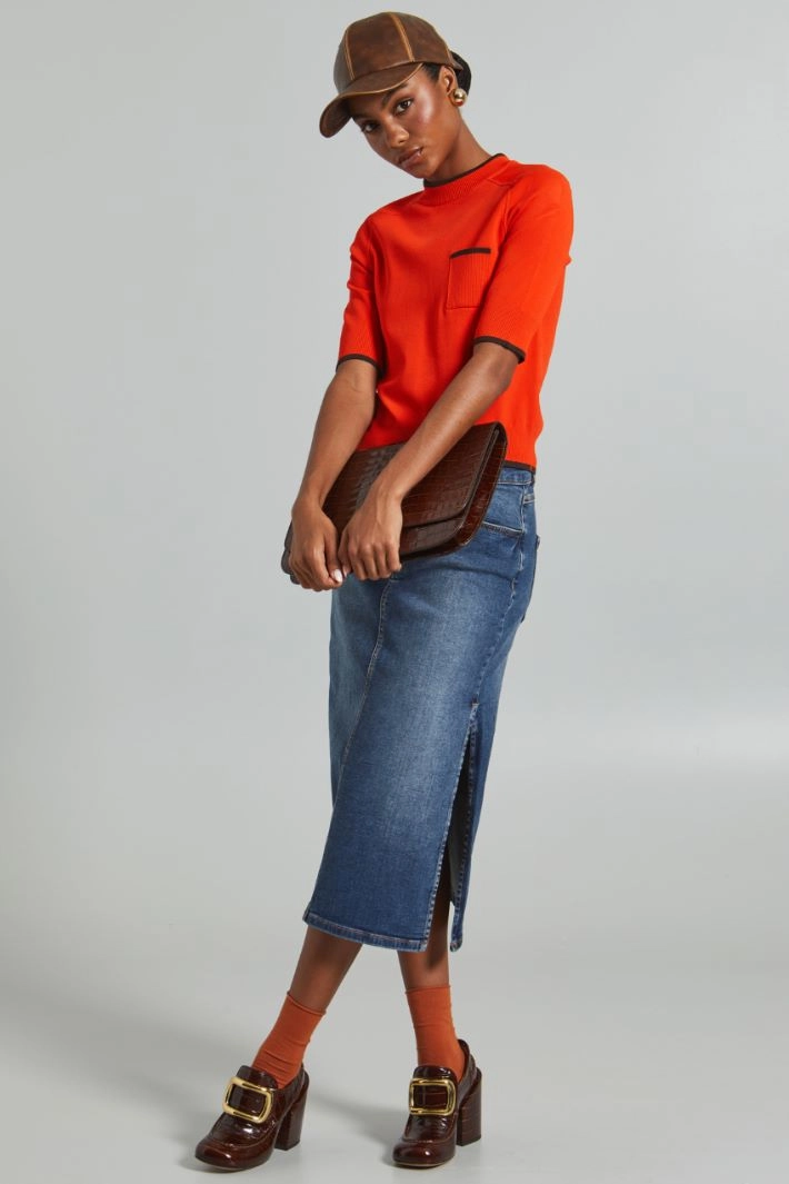 Denim midi skirt - BLUE