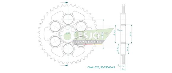 Couronne Esjot 43 dentsDUCATI 1158 MULTISTRADA V4 RS - 2024Ref : ESJO00029A / 12112994