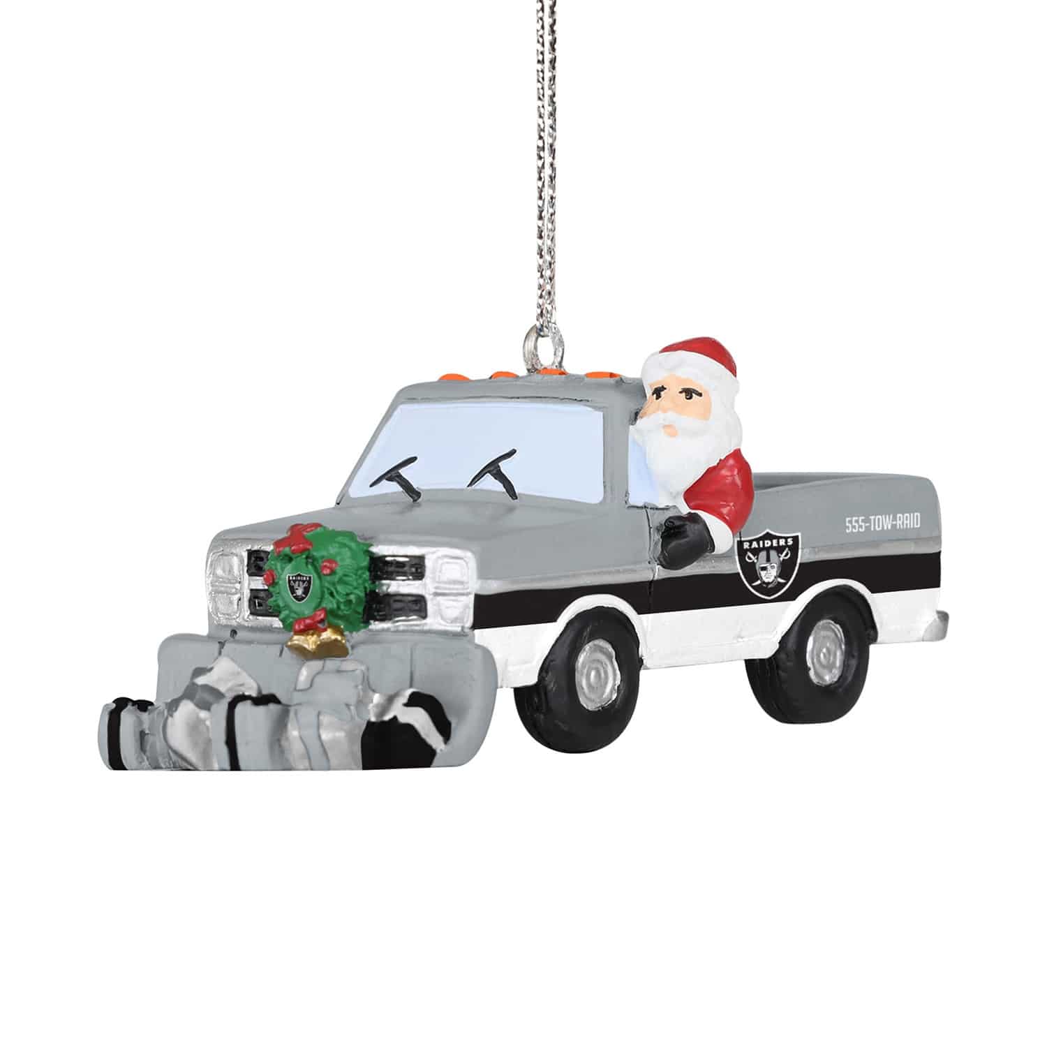 Las Vegas Raiders NFL Snow Plow Truck Christmas Ornament