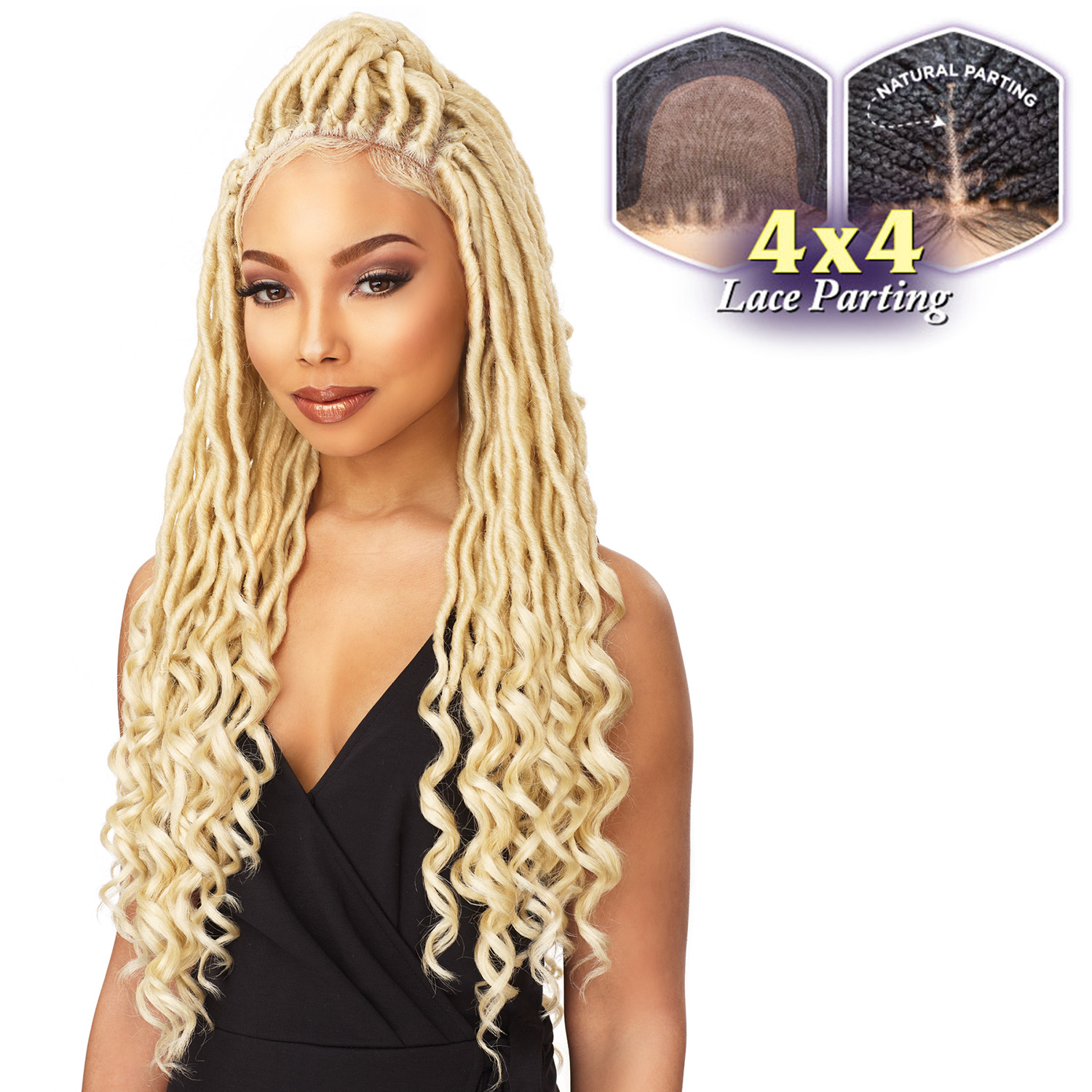 Sensationnel Synthetic Hair Lace Front Wig Cloud 9 4X4 Multi Parting Braid Lace Wig Goddess Locs