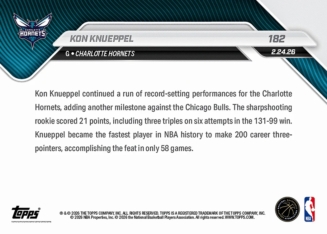 Kon Knueppel - 2025-26 NBA Topps NOW® - Card 182