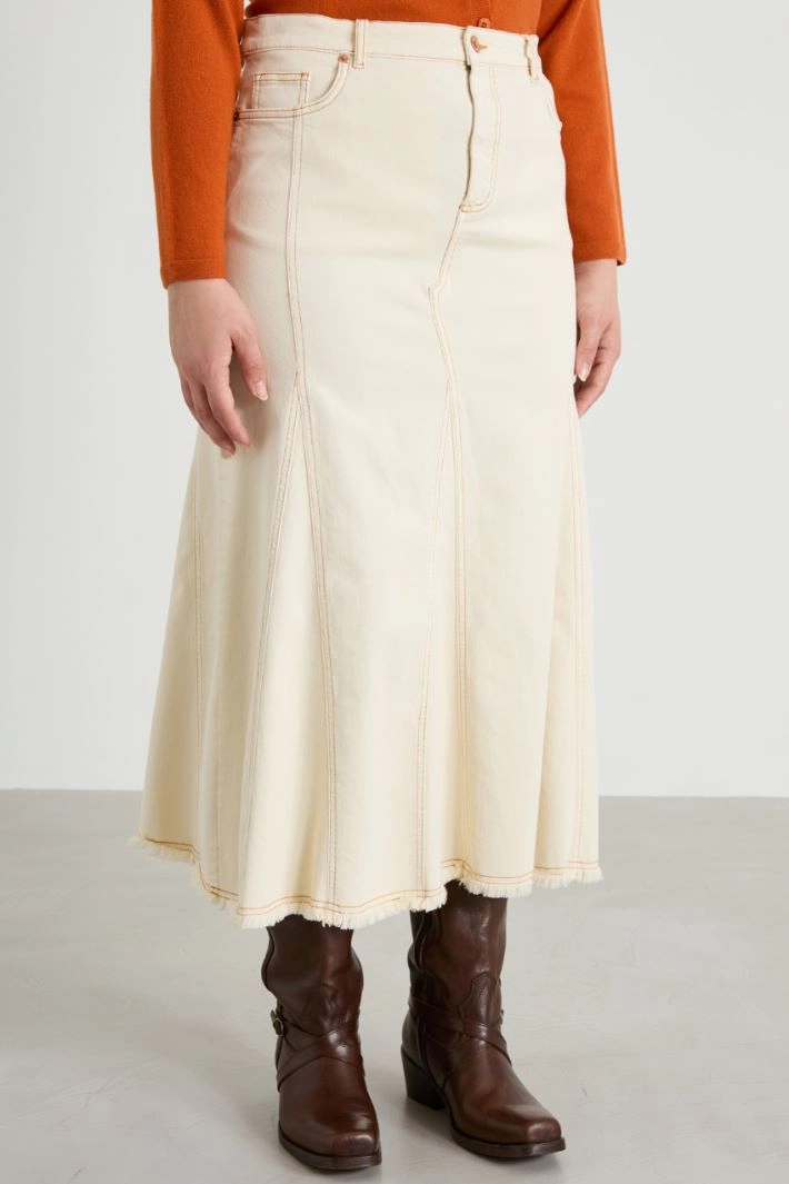 Cotton bull denim skirt - IVORY