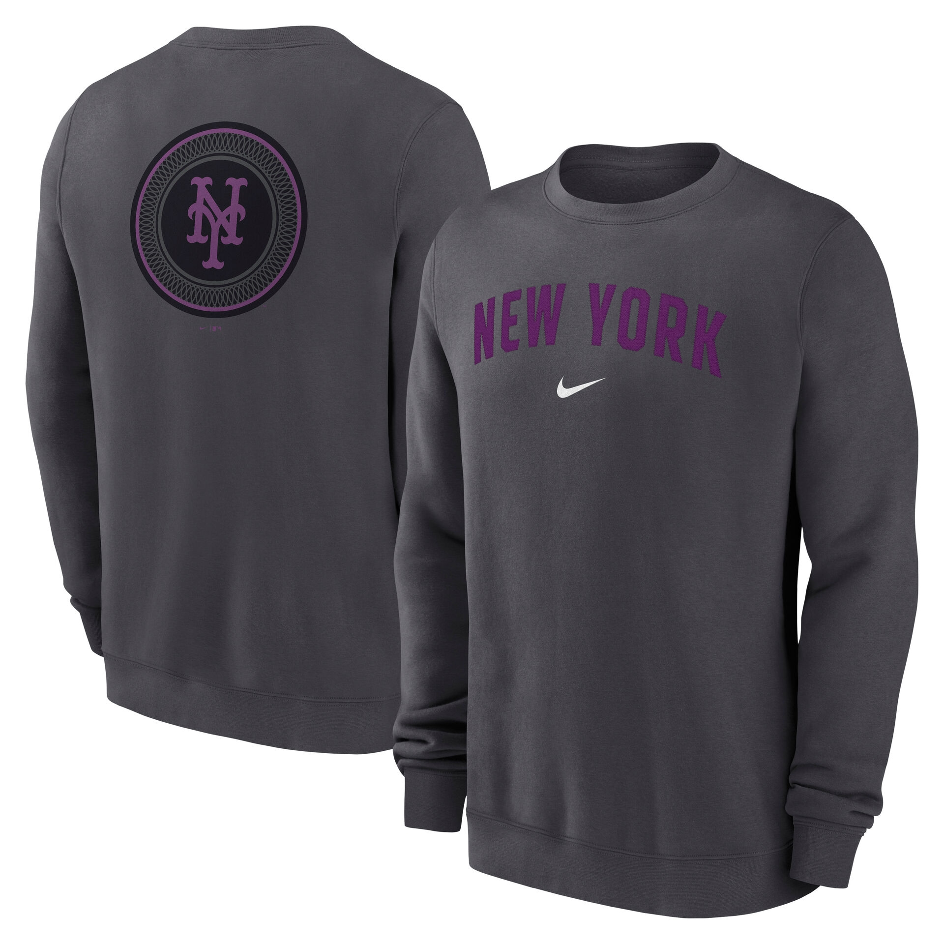 New York Mets City Connect 2-Hit Club Crew Pullover Dark Gray