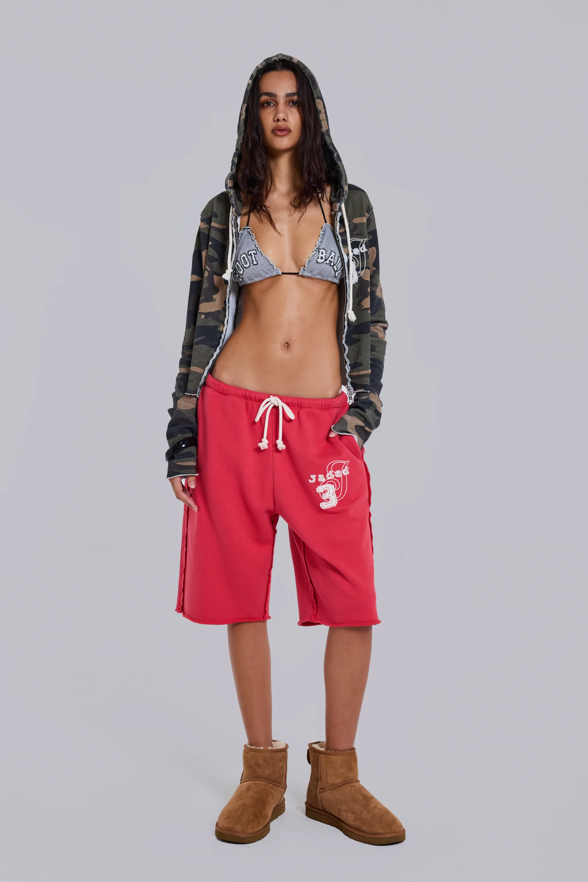 Cleo Slouchy Jogger Shorts in Red