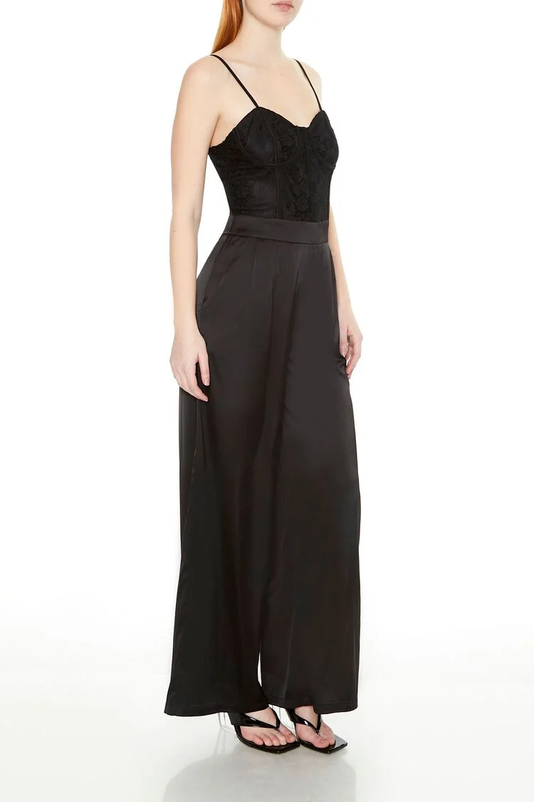 Satin & Lace Bustier Jumpsuit