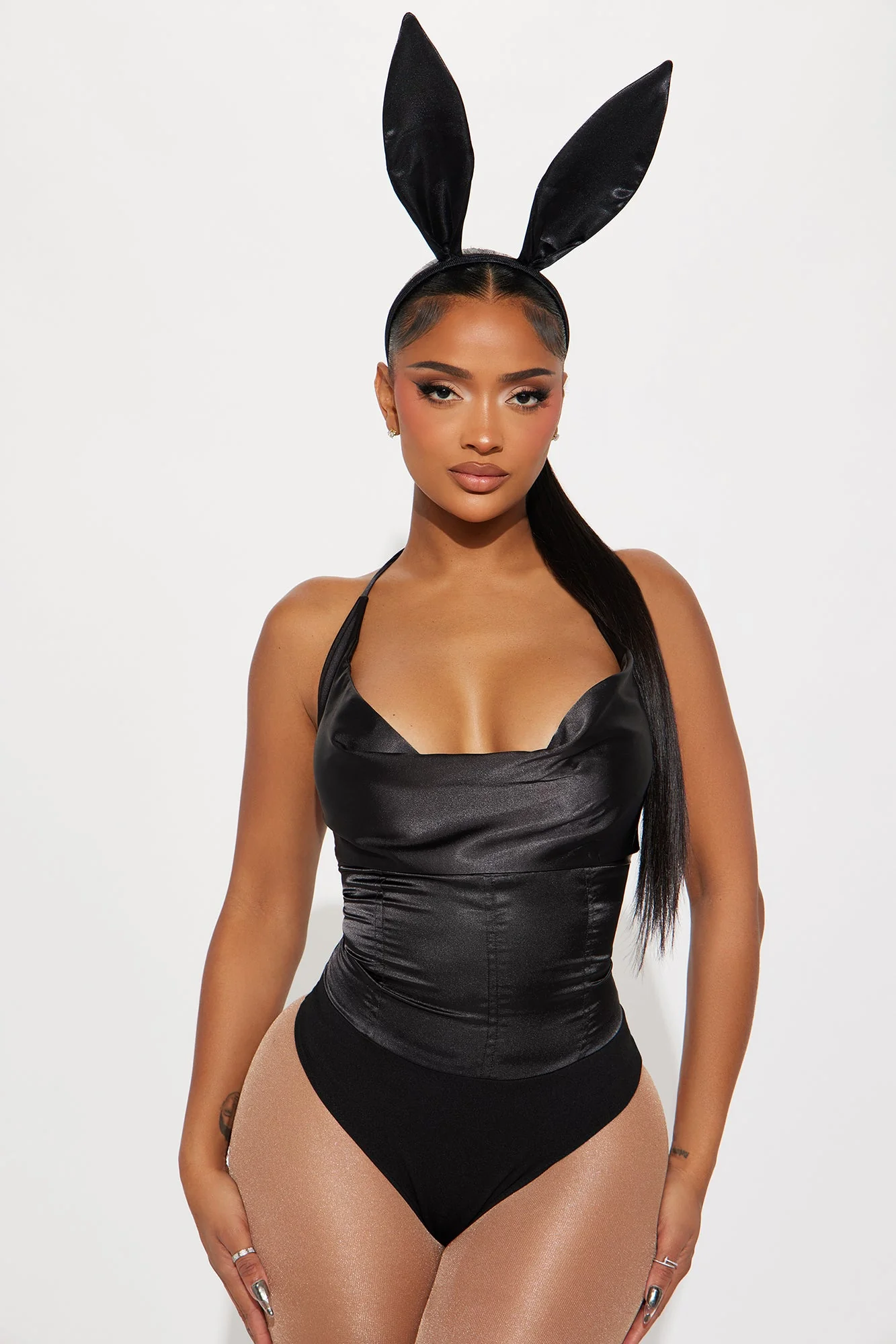 Bunny Baby Headband Tail 2 Piece Set - Black/White