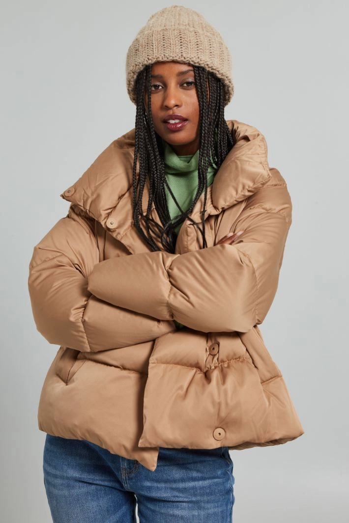 Turn-up beanie hat - BEIGE