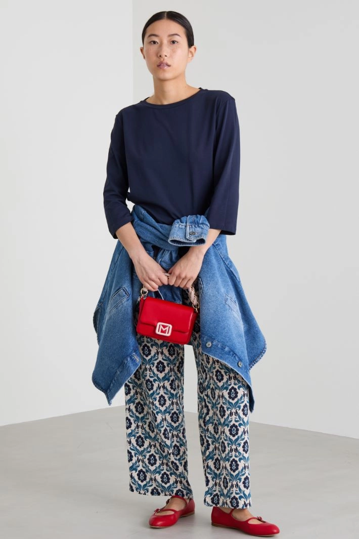 Jersey boat-neck T-shirt - NIGHT BLUE