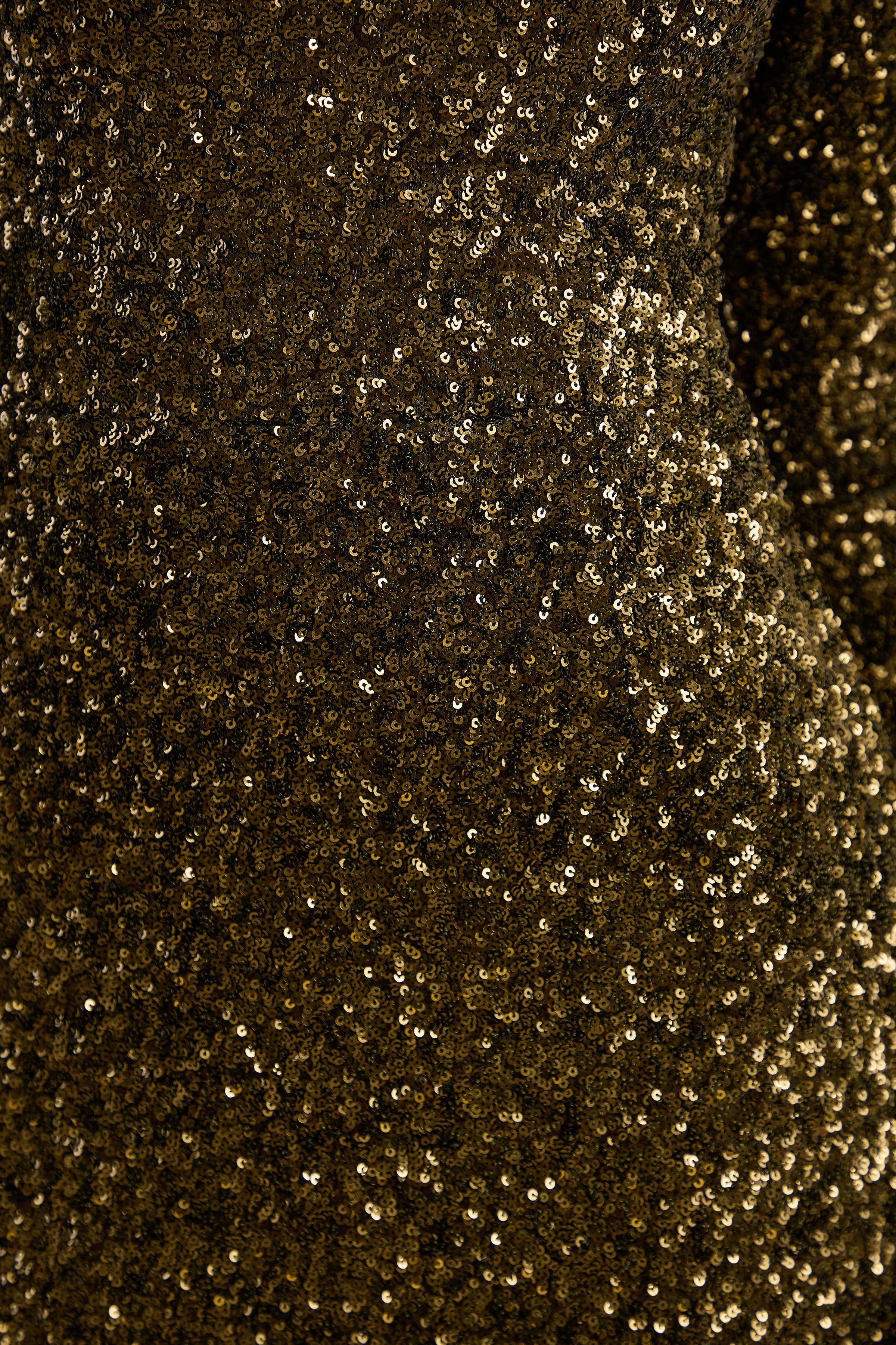 Galaxy | Khaki Sequin High Neck Long Sleeve Maxi Dress