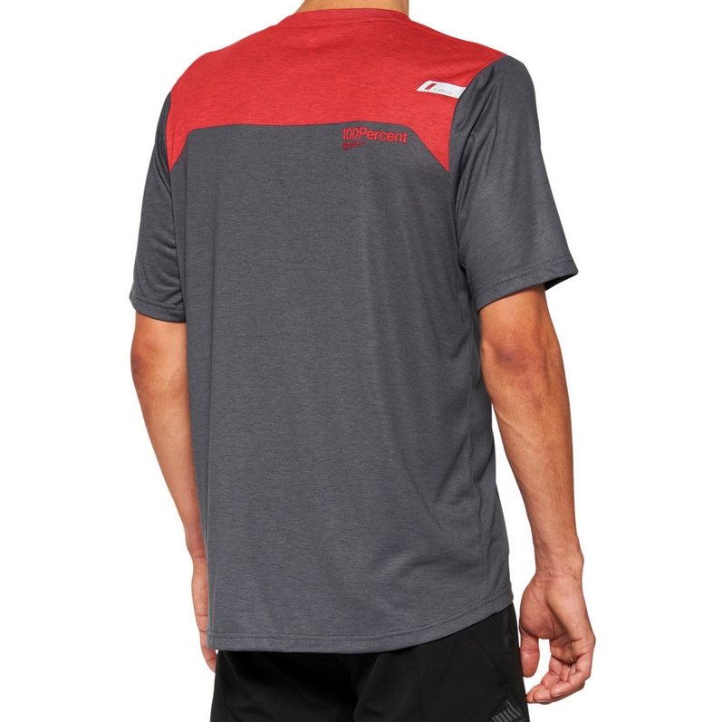 100% Airmatic Short Sleeve Jersey Men - charcoal/racer red