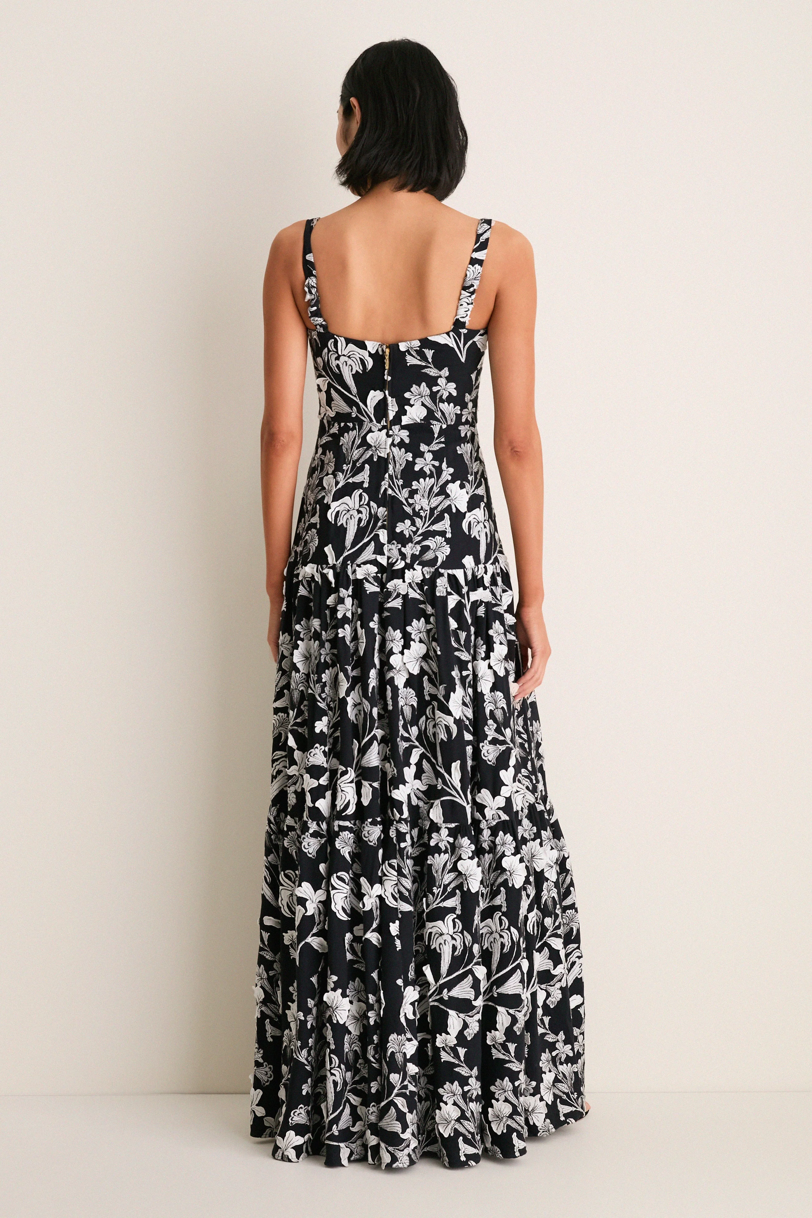 Exclusive Embroidered Guayacan Lima Maxi Dress