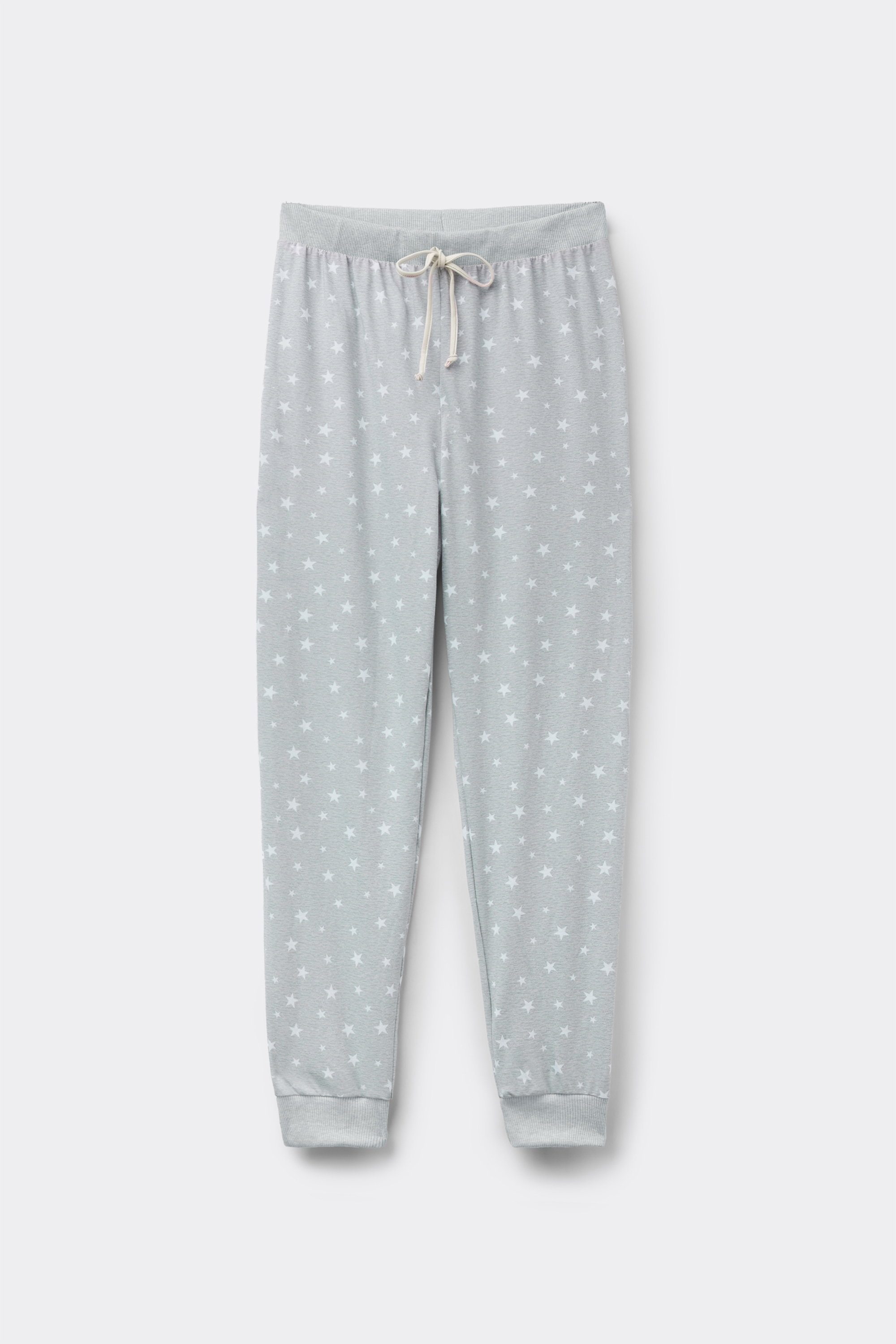 Long Printed Cotton Drawstring Trousers