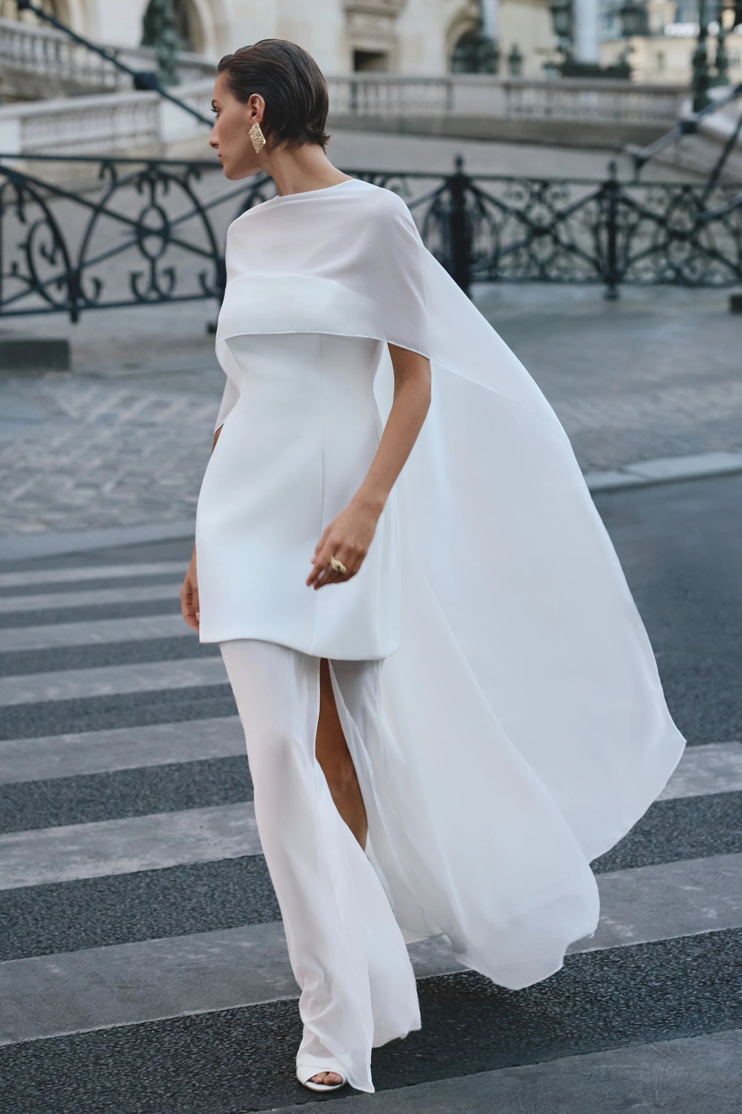 Chessa | White Scuba Boat Neck Short Sleeve Maxi Dress With Sheer Skirt And Corset