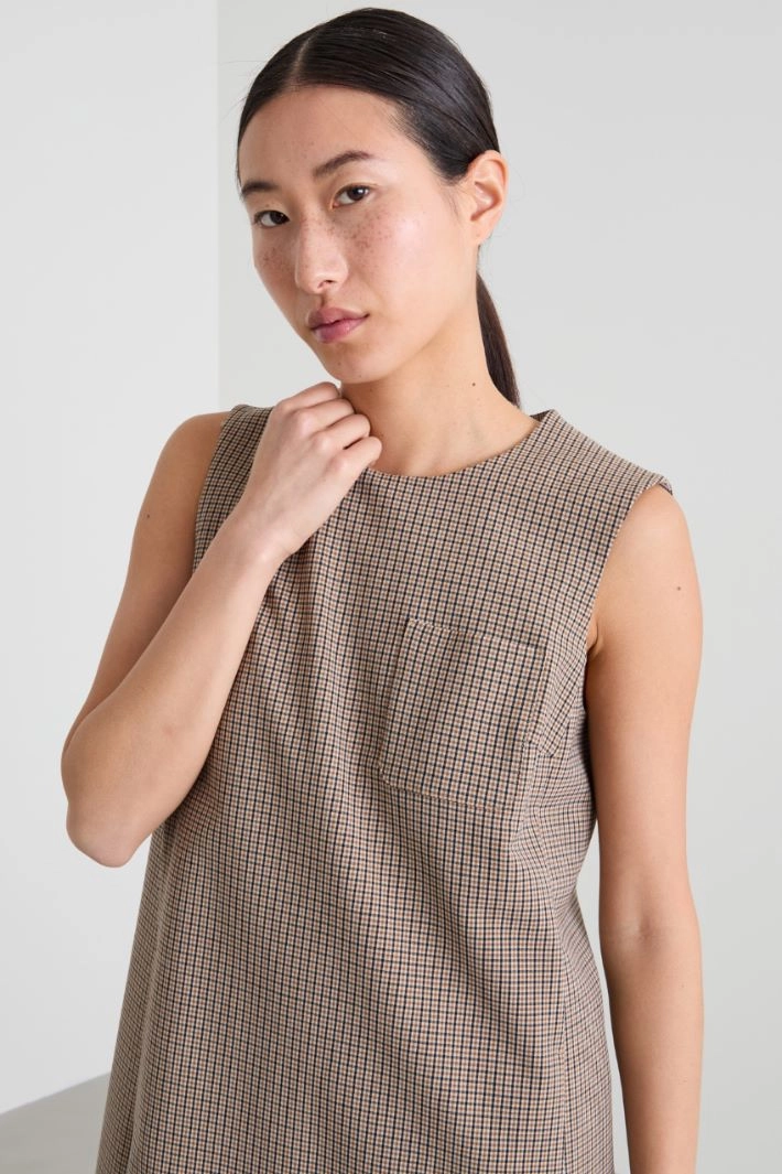 Canvas mini dress - BROWN