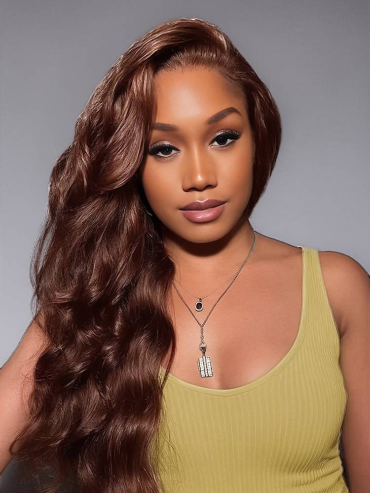 Ophirawig 6x5 invisible knots Glueless Chocolate Brown Body Wave Wig Pre-cut Lace Beginner Friendly