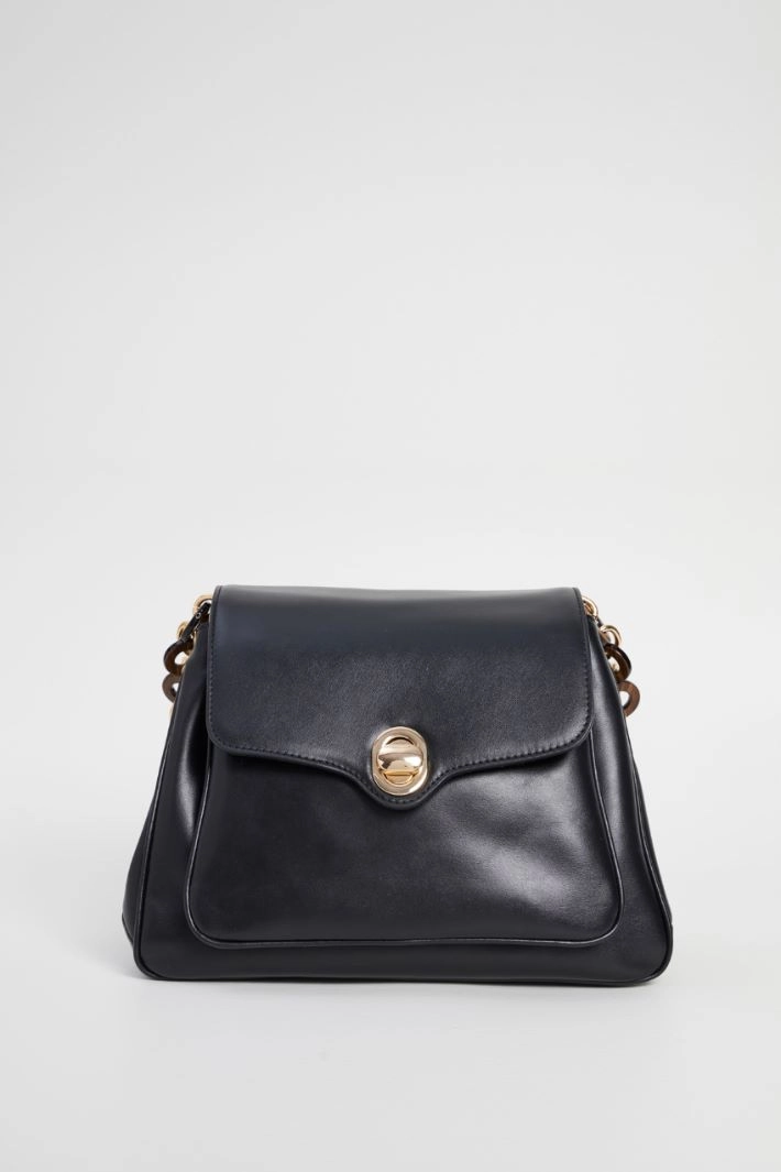 Bag with wood effect details - BLACK