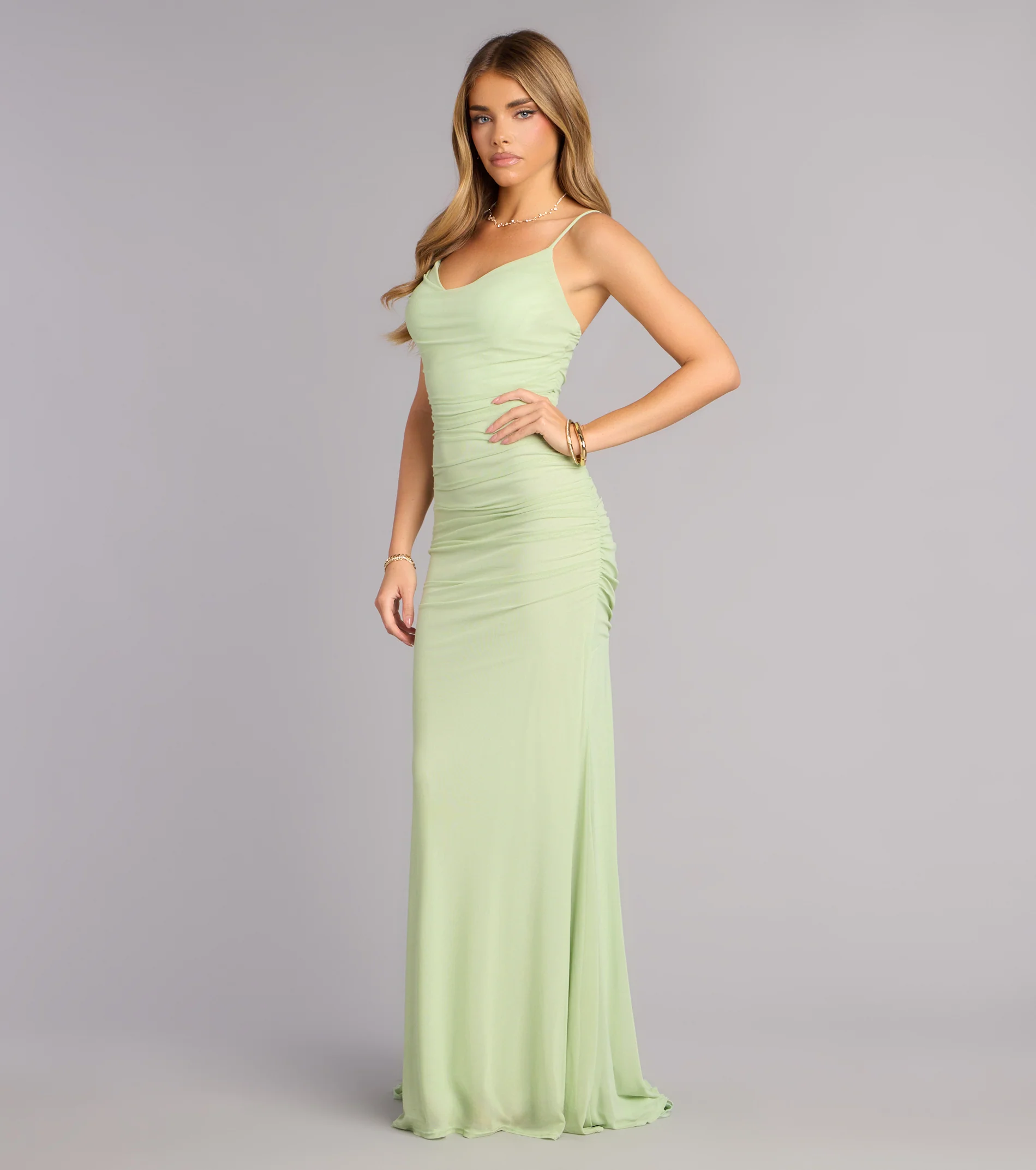 Bonnie Ruched Mesh Mermaid Dress
