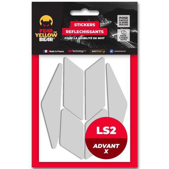Fear The Yellow Bear REPLICA LS2 ADVANT-X Reflective Stickers - WhiteRef: FYB0024