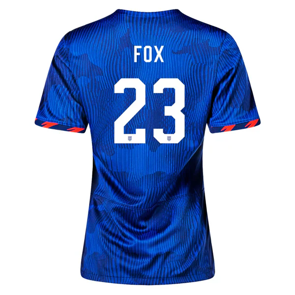 Womens United States Emily Fox 4 Star Away Jersey 23/24 w/ 2019 World Cup Champion Patch (Hyper Royal/Loyal Blue)