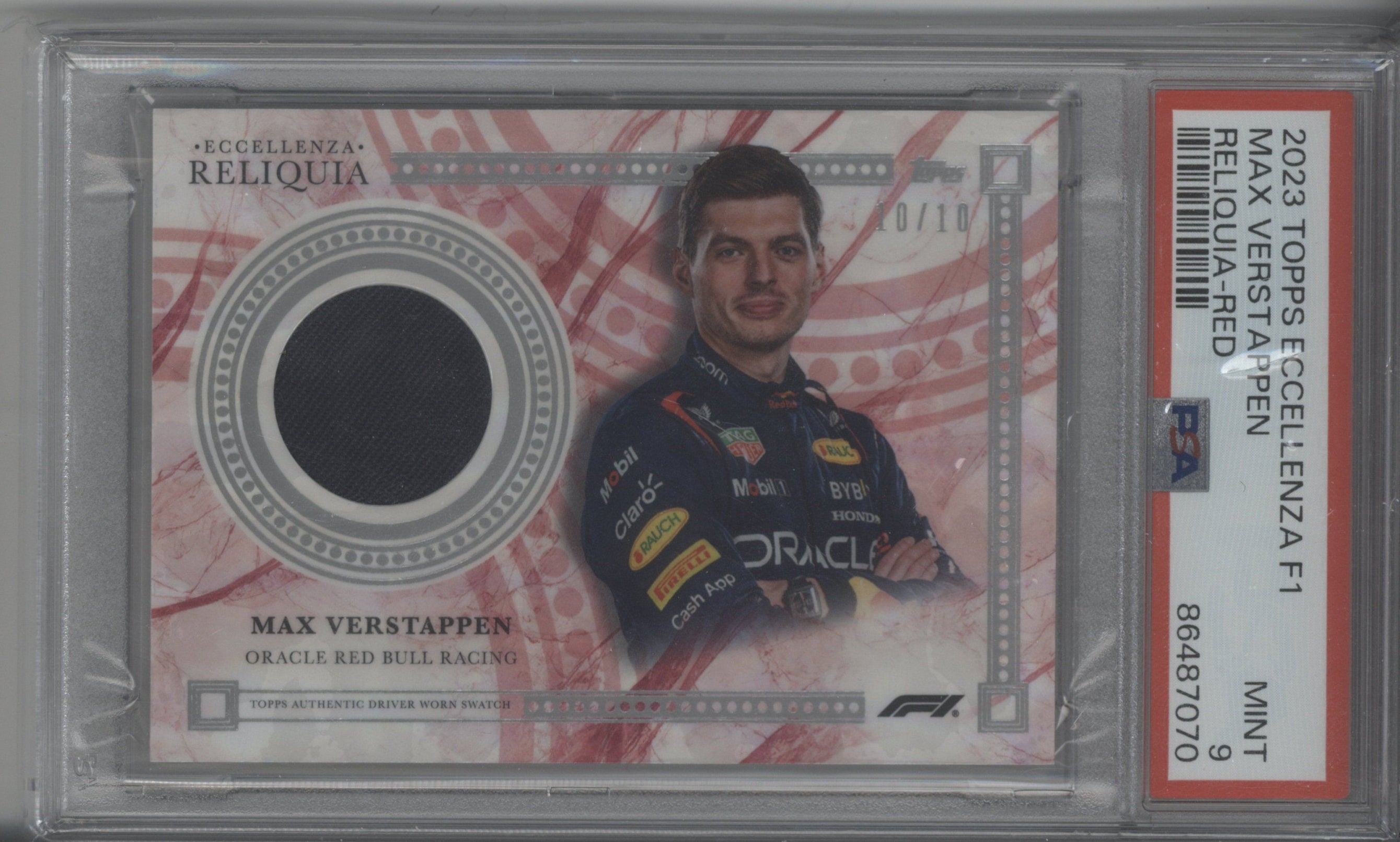 2023 Topps Eccellenza Max Verstappen Reliquia Red 10/10 PSA 9